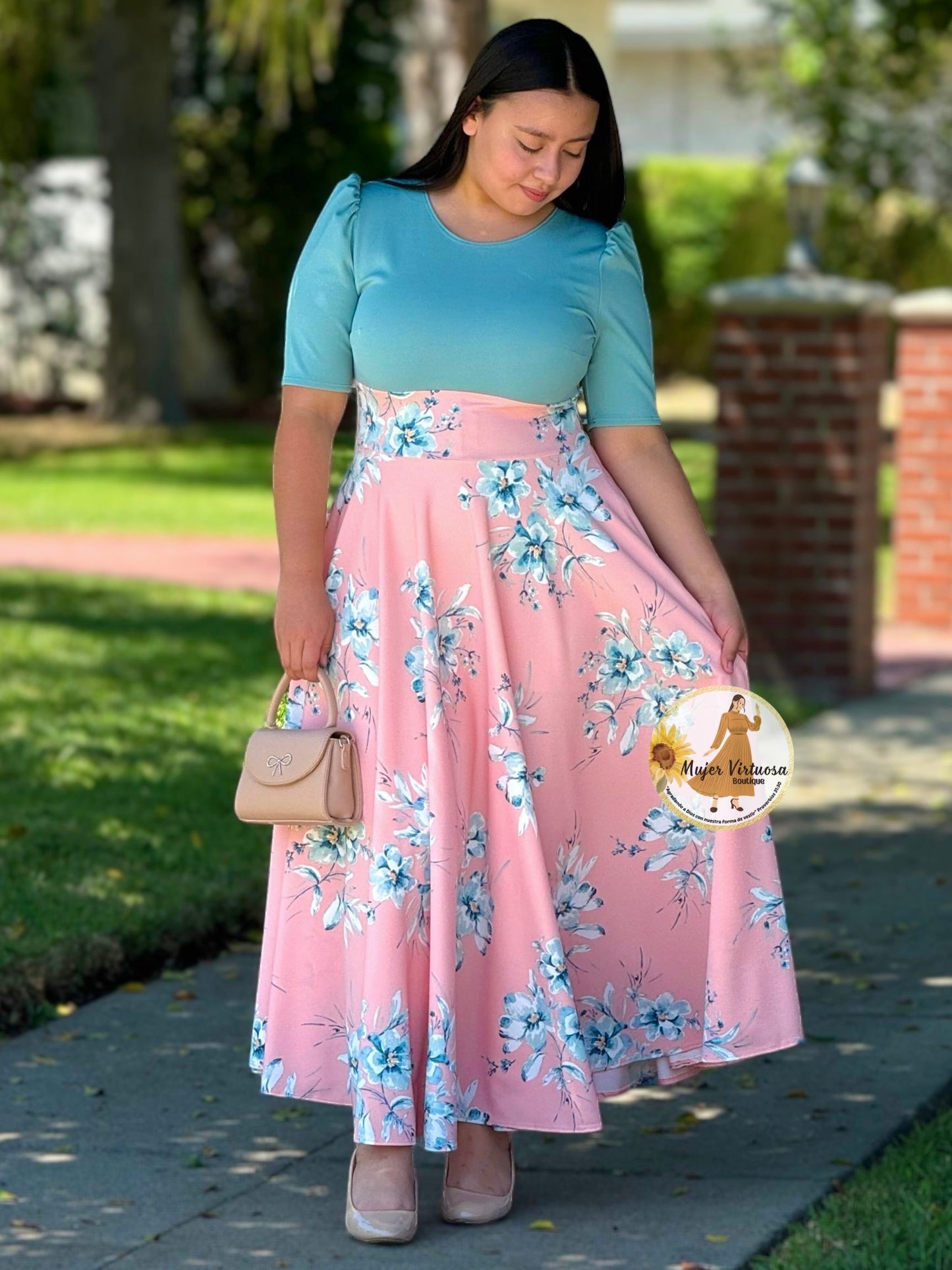 Aqua Blue Maxi Floral Dress