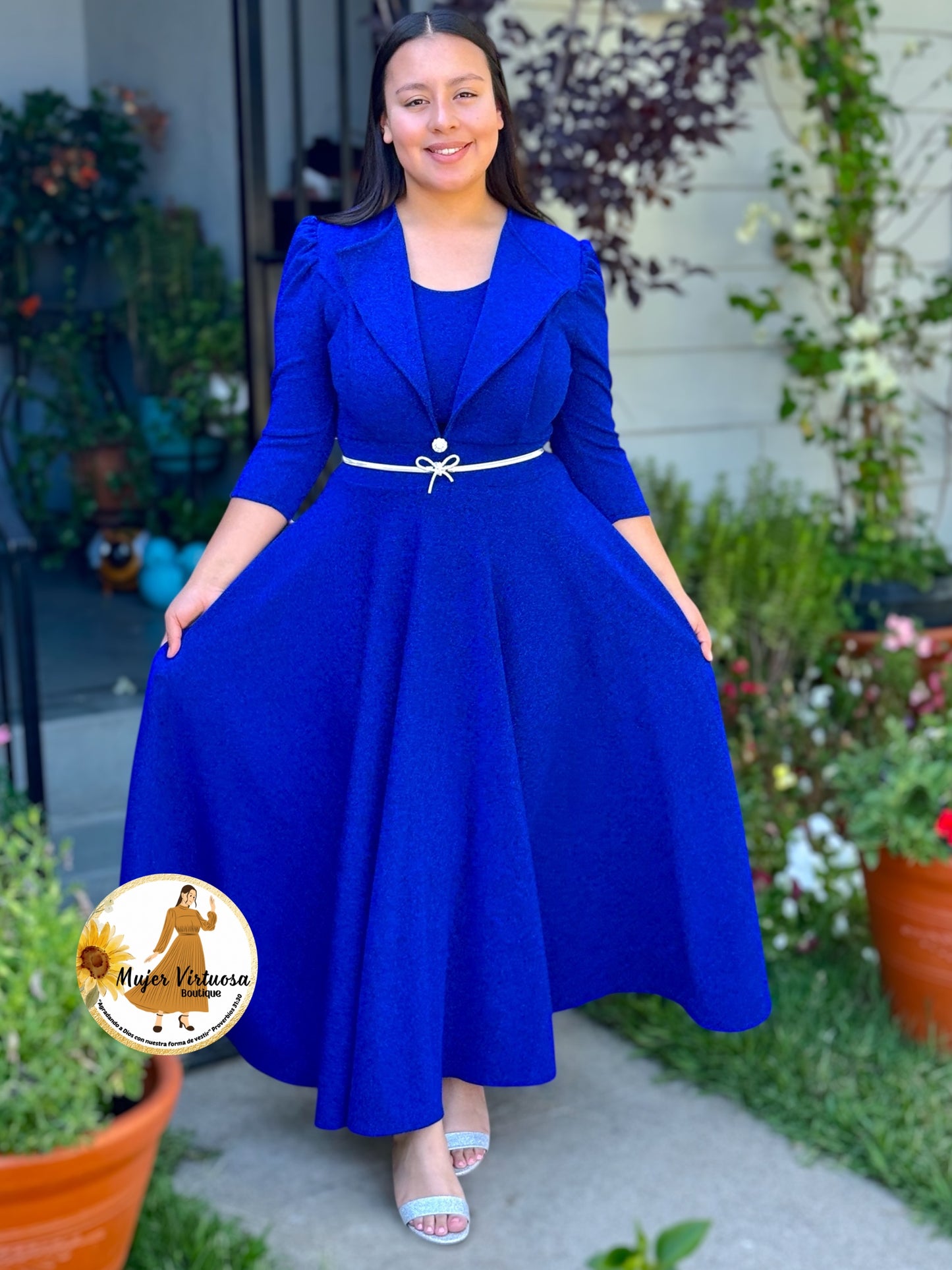 Astrid Royal Blue Shiny Blazer Dress