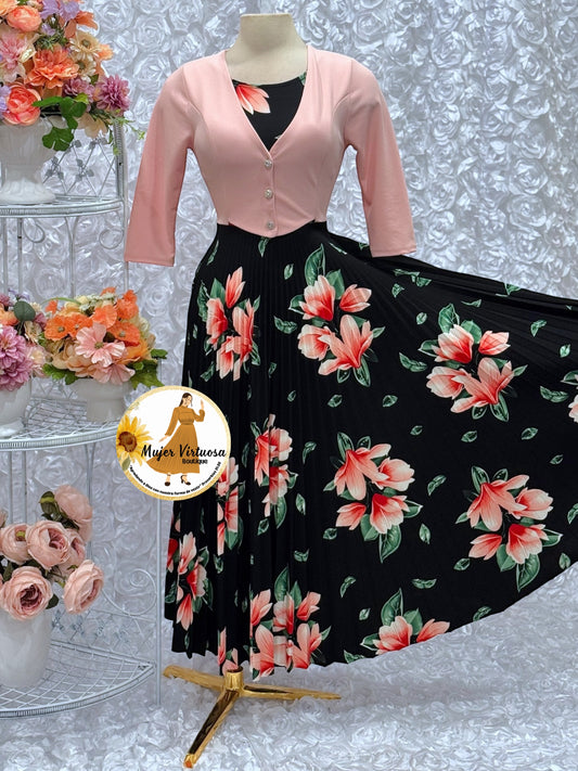 Maggie Baby Pink/Black Blazer Dress