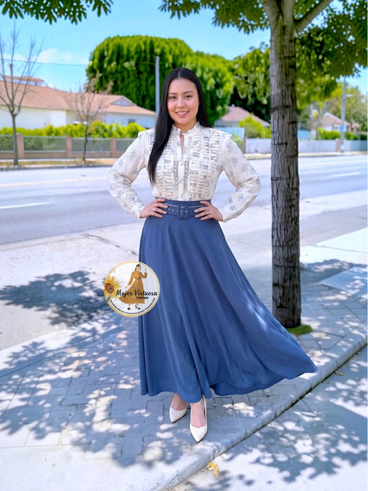 Marina Denim Blue Belted Skirt