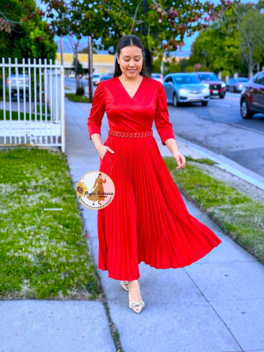 Lucia Red Satin Dress