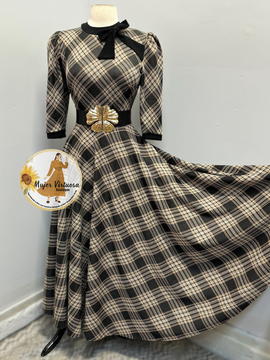 Juliette Black & Beige Plaid Dress