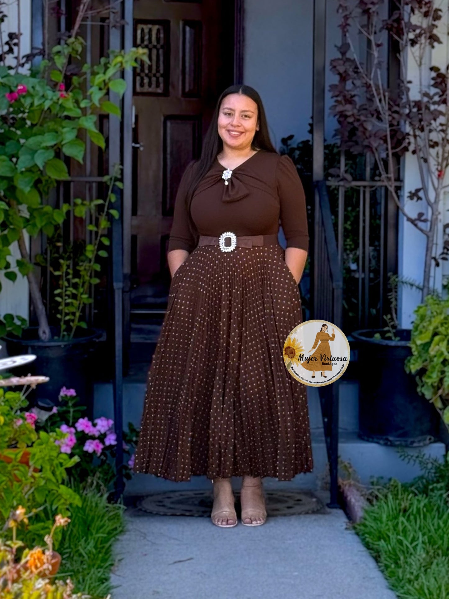 Berenice Brown Polka Dot Dress
