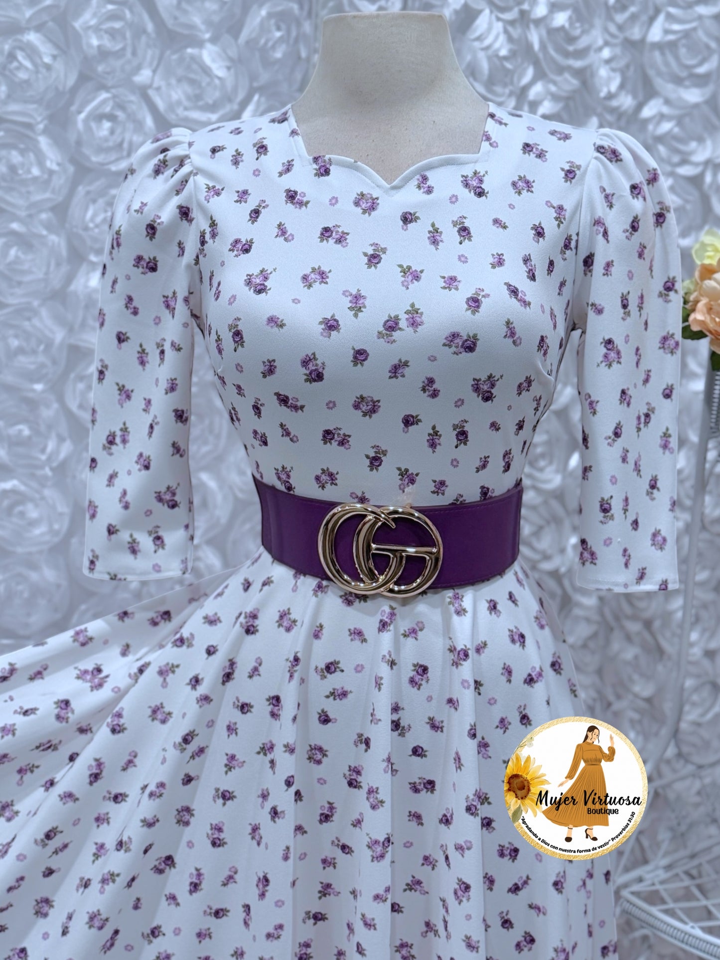 Lucy White/Purple Floral Dress