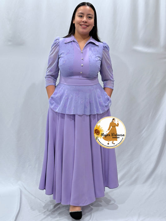 Analy Lilac Mesh Dress