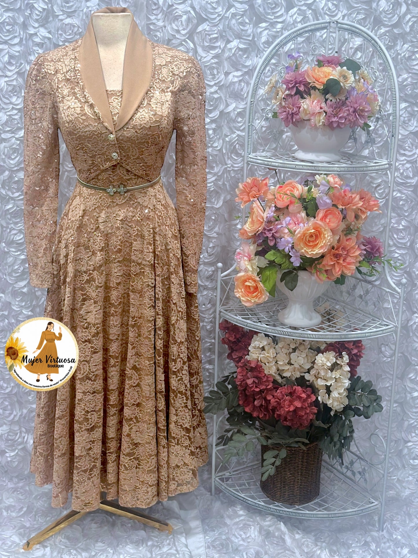 Sully Champagne Lace Blazer Dress