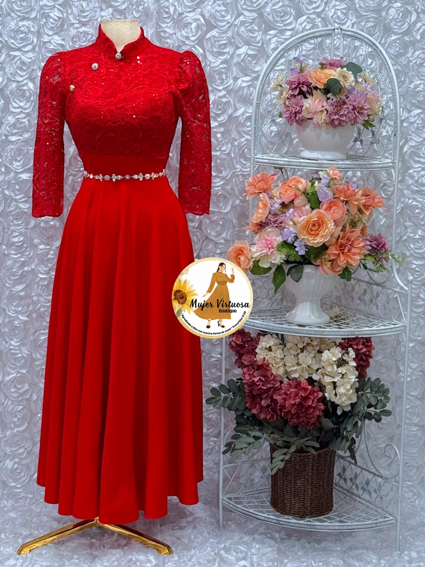 Ivana Red Lace Dress