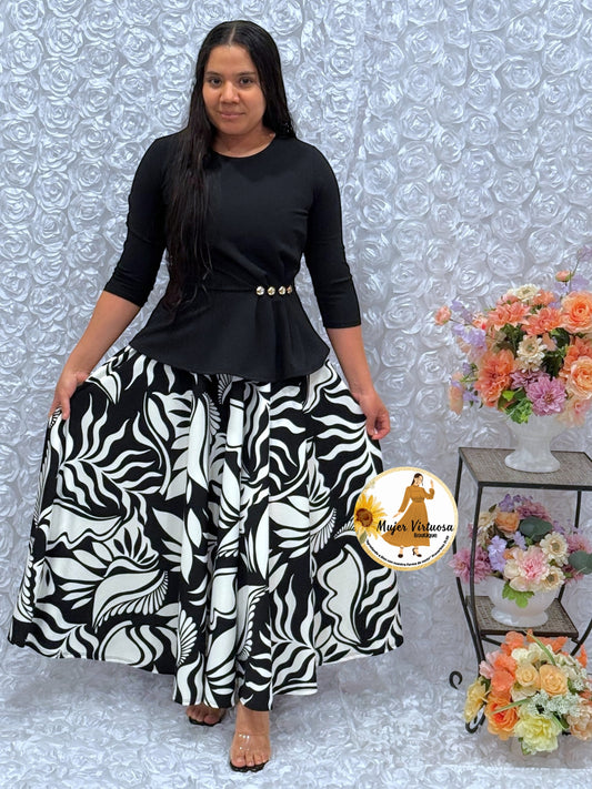 Betty Black/Abstract Print Dress