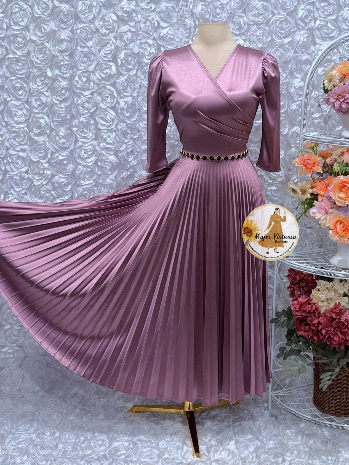 Lucia Mauve Satin Dress