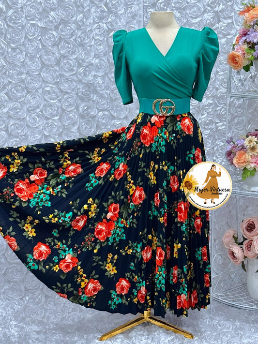 Jessica Turquesa/Navy Floral Dress
