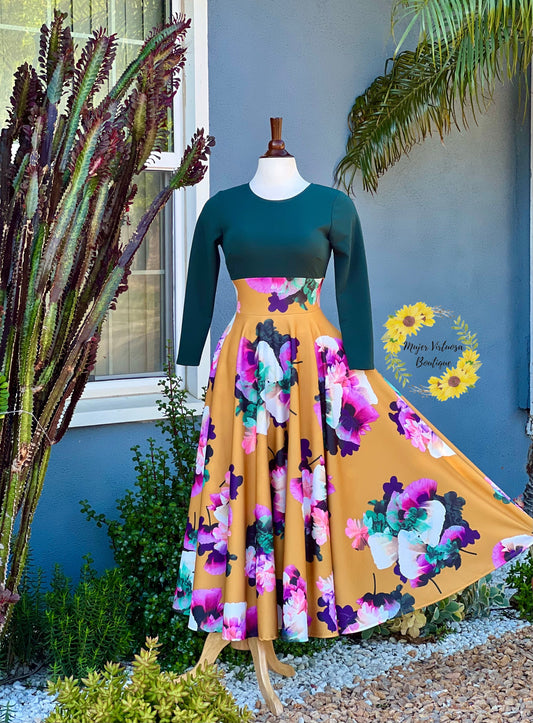 Rosy Hunter Green Floral Maxi Dress