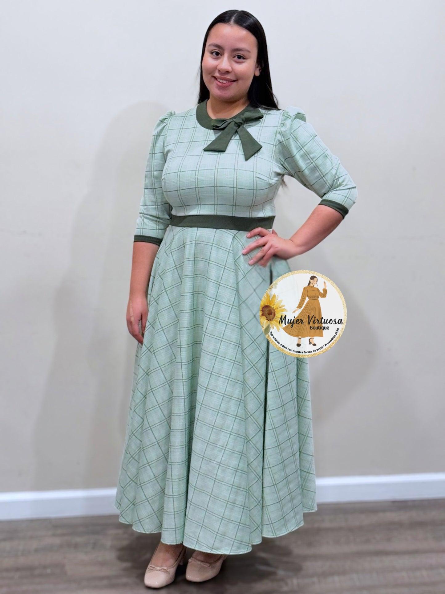 Juliette Sage Green Plaid Dress