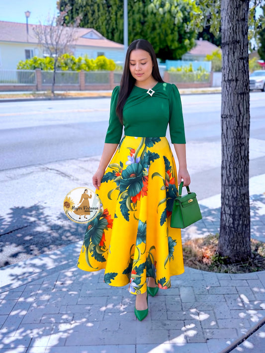 Rosalie Green & Yellow Dress