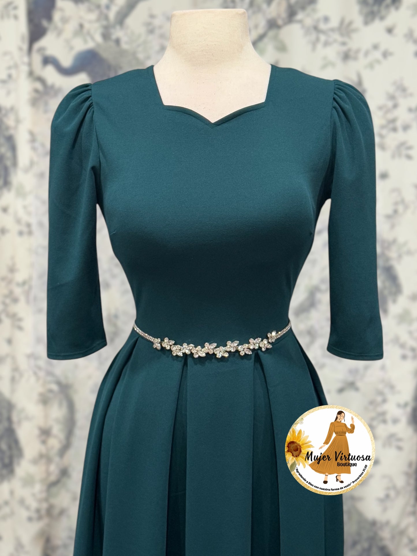 Jasmine Hunter Green Dress con Paletones