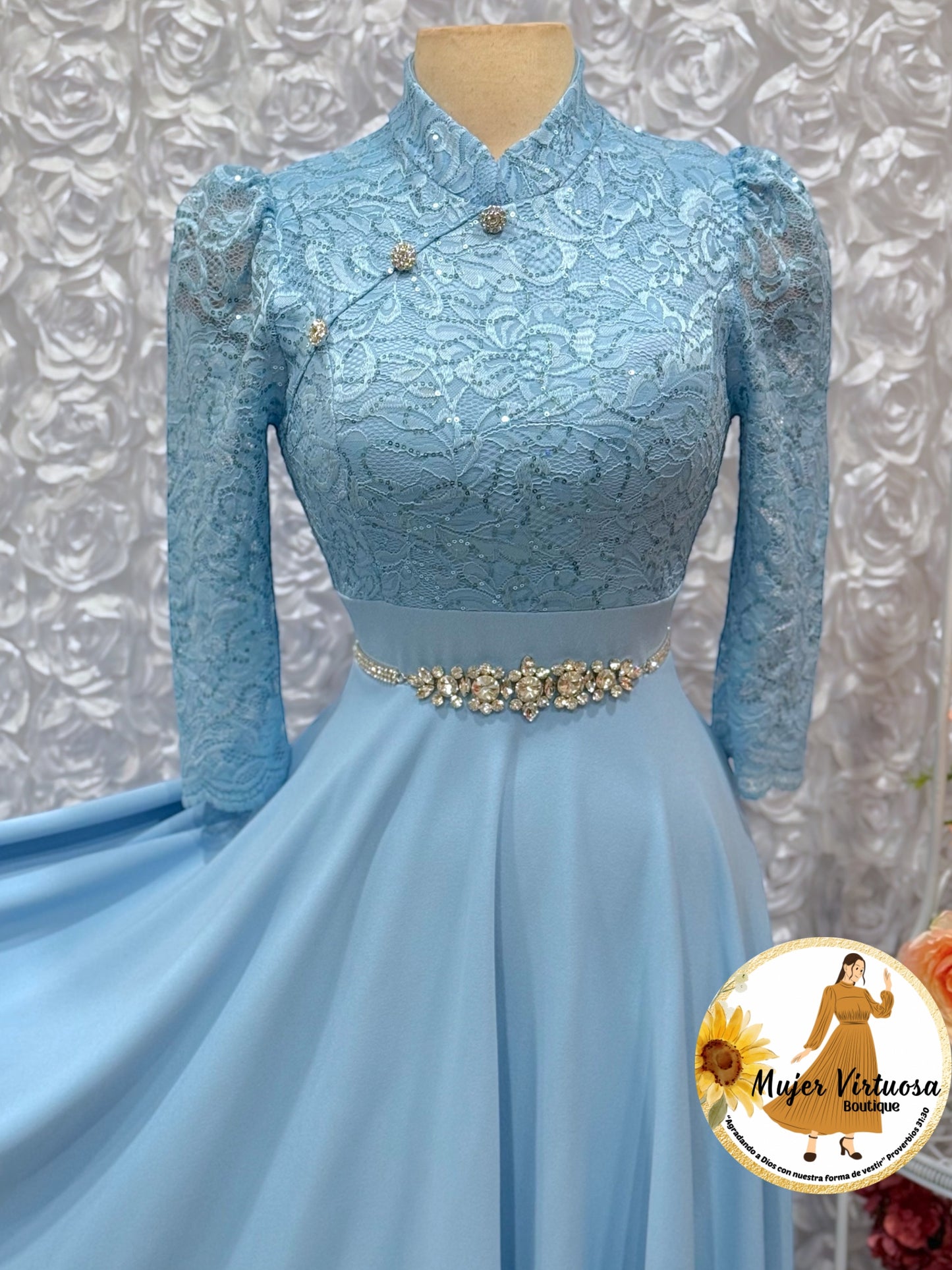 Ivana Sky Blue Lace Dress