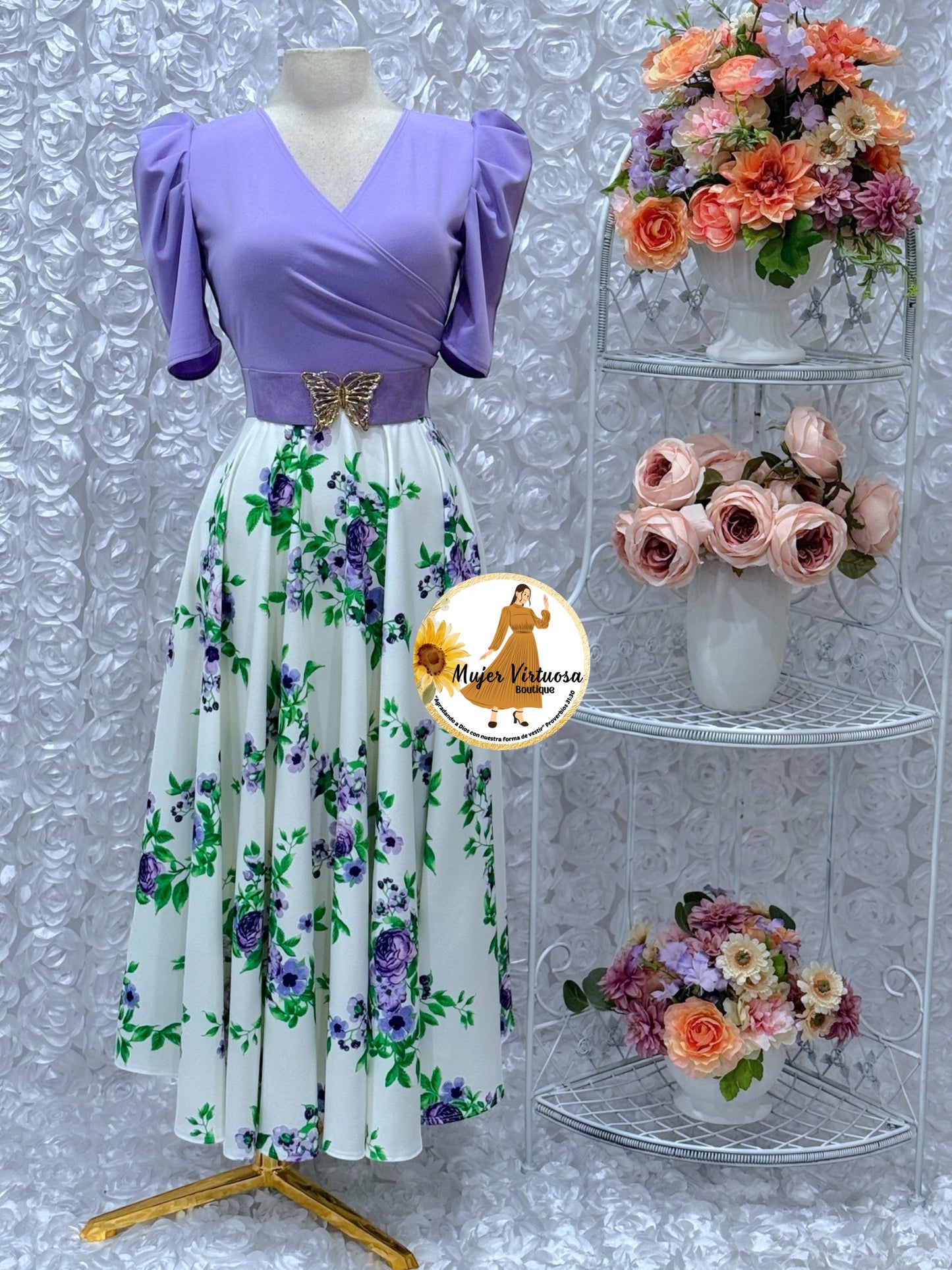 Susan Lilac/White Floral Dress