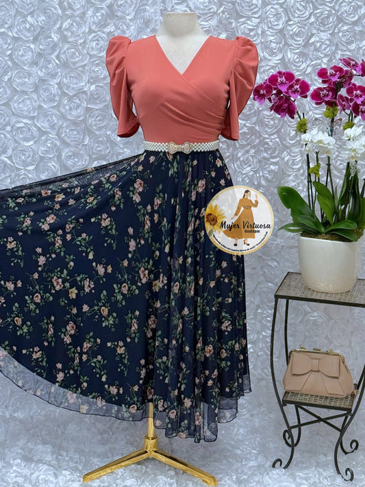 Susan Pink & Navy Mesh Dress