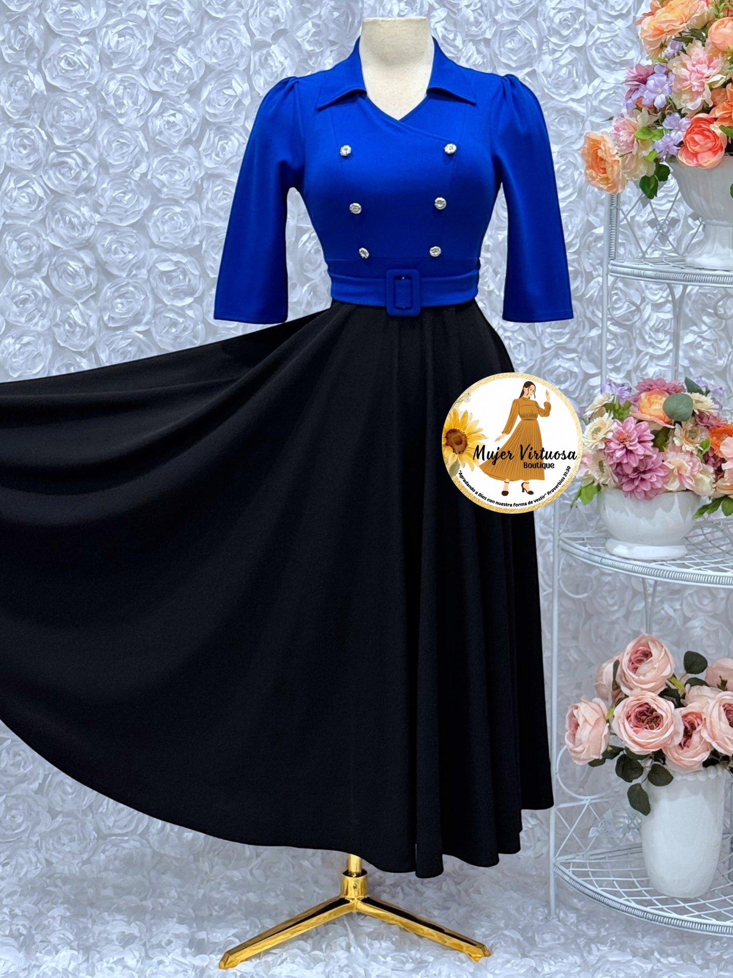 Frida Royal Blue/Black Dress