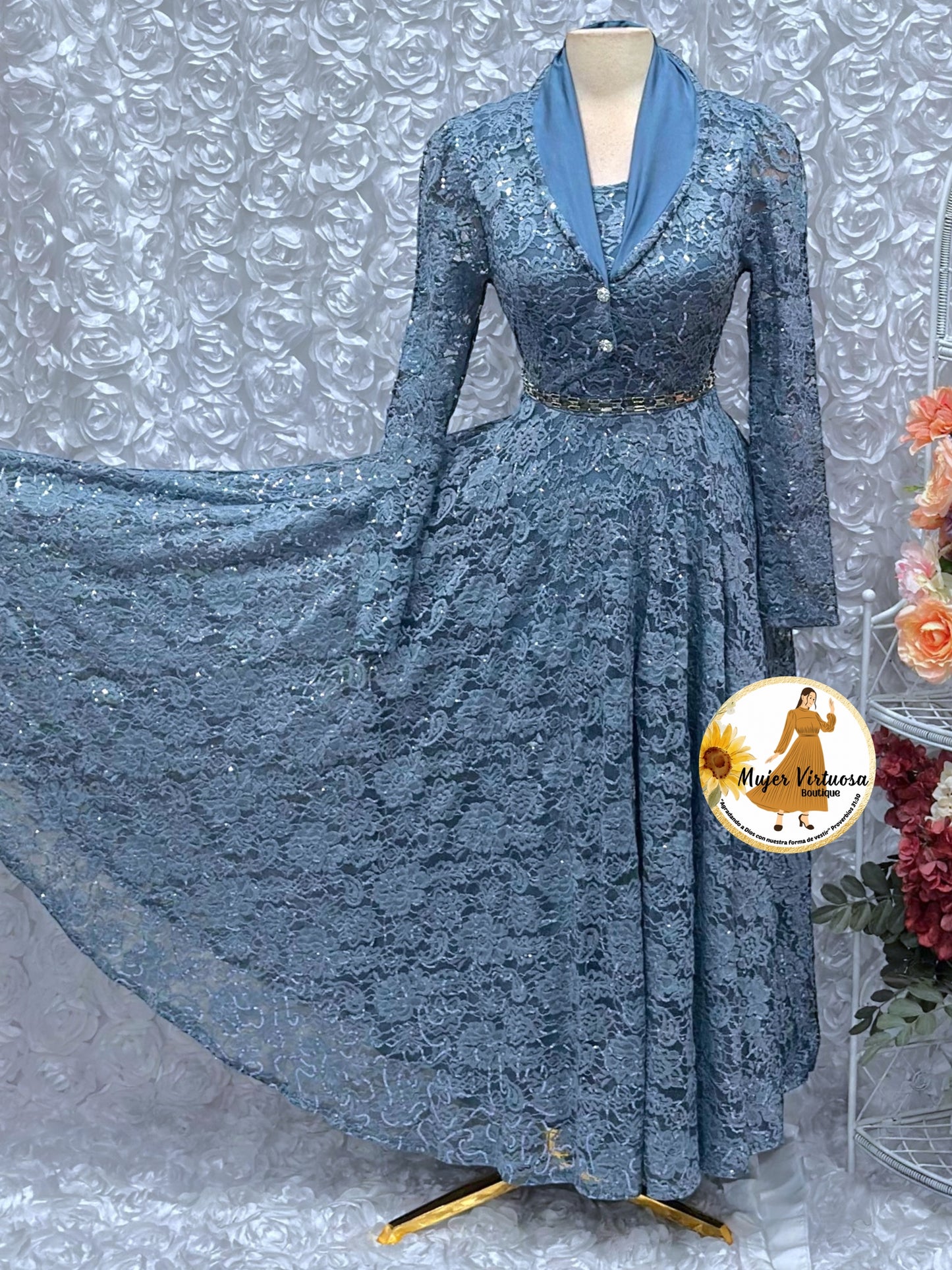 Sully Blue Lace Blazer Dress