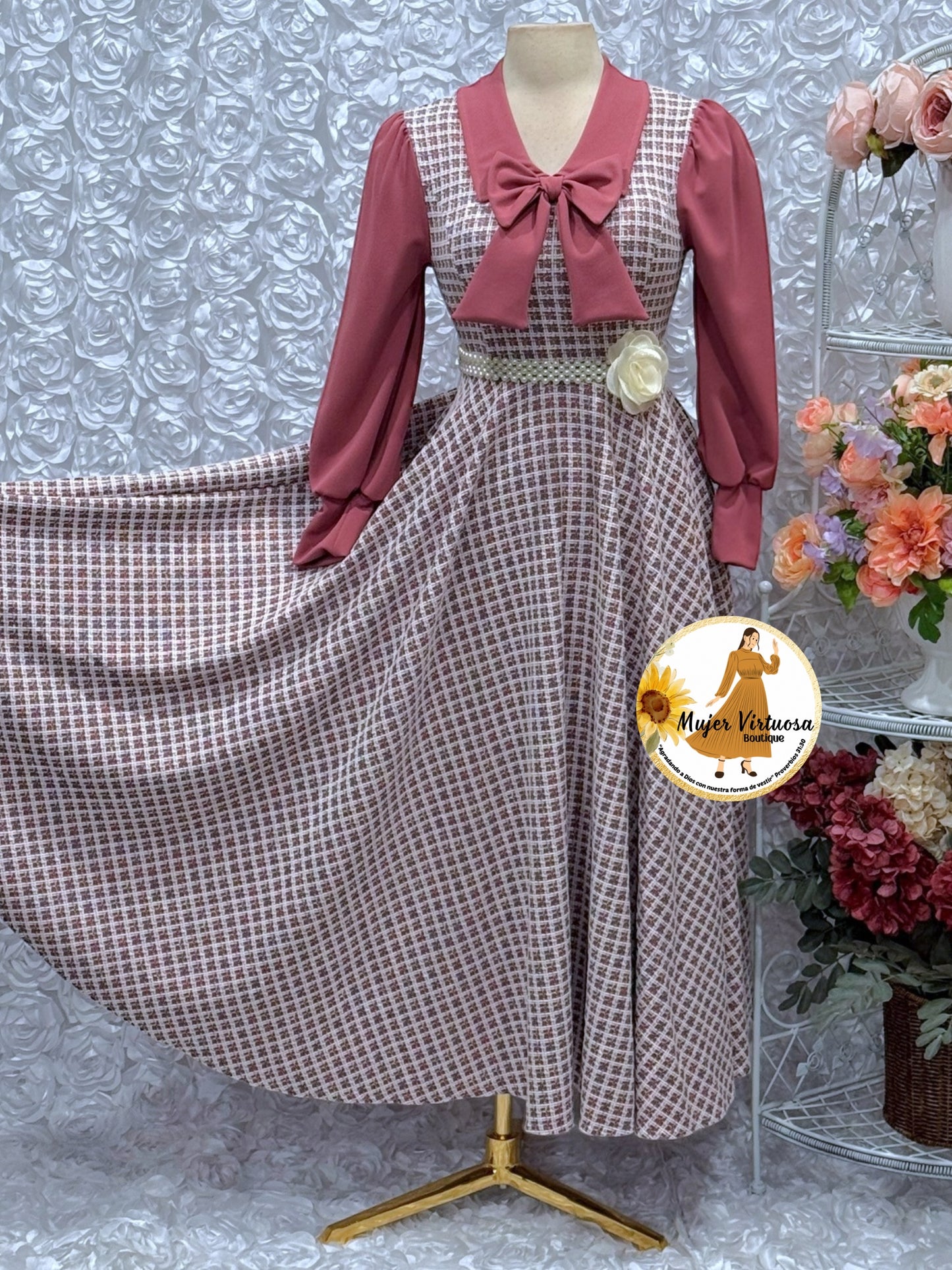 Adara Mauve Tweed Dress