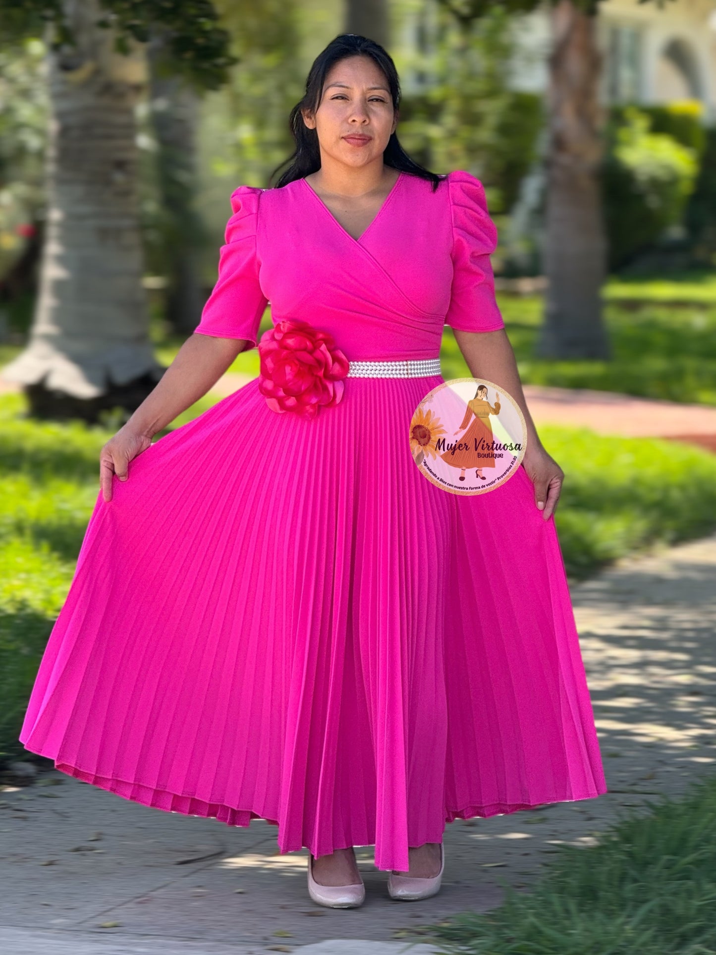 Fucsia Pleated Dress “Jessica”