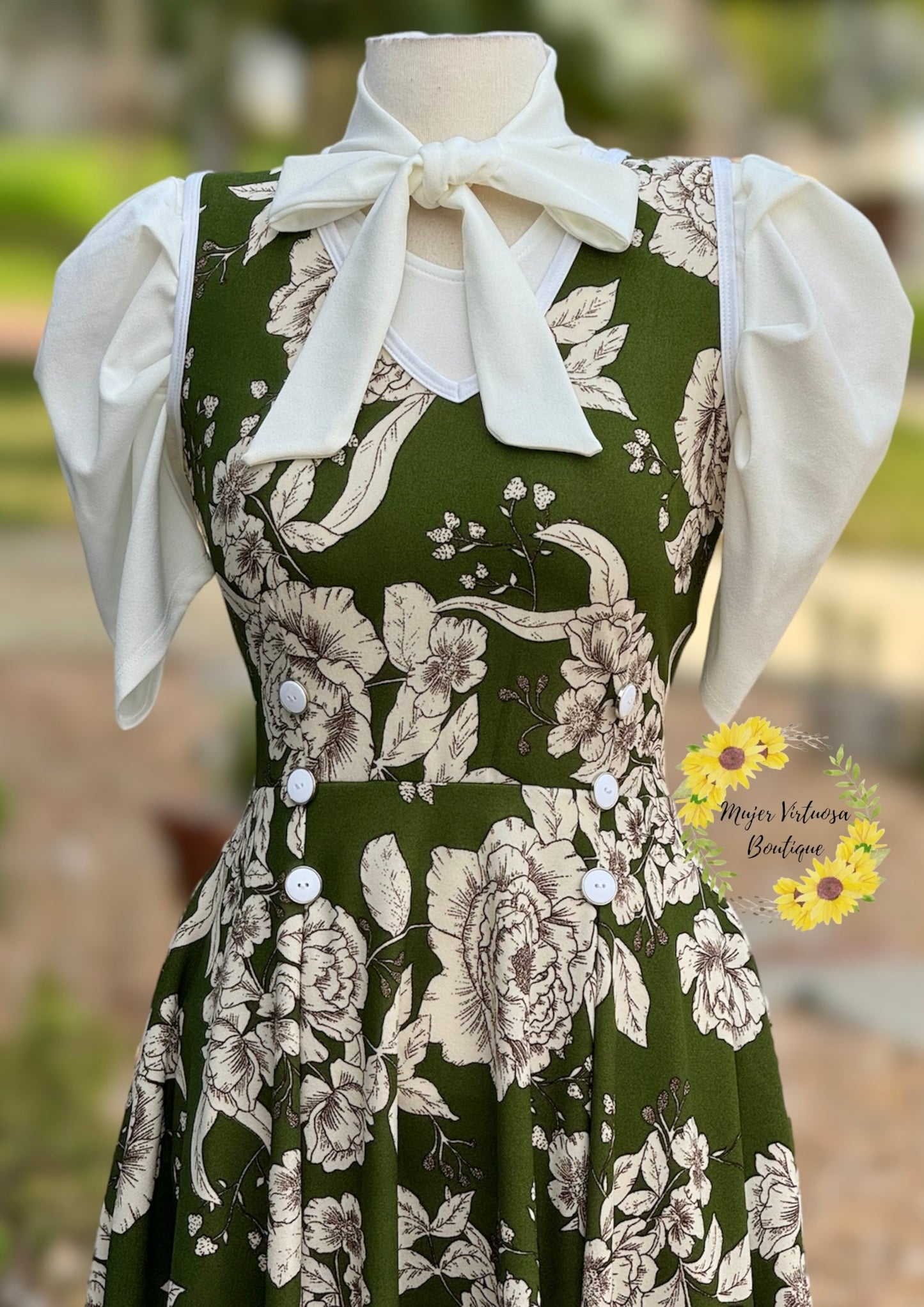 Elena Olive Floral Maxi Overall