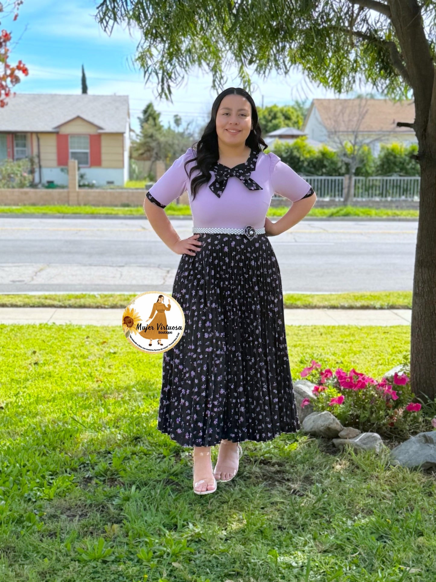 Madelyn Lilac & Black Dress