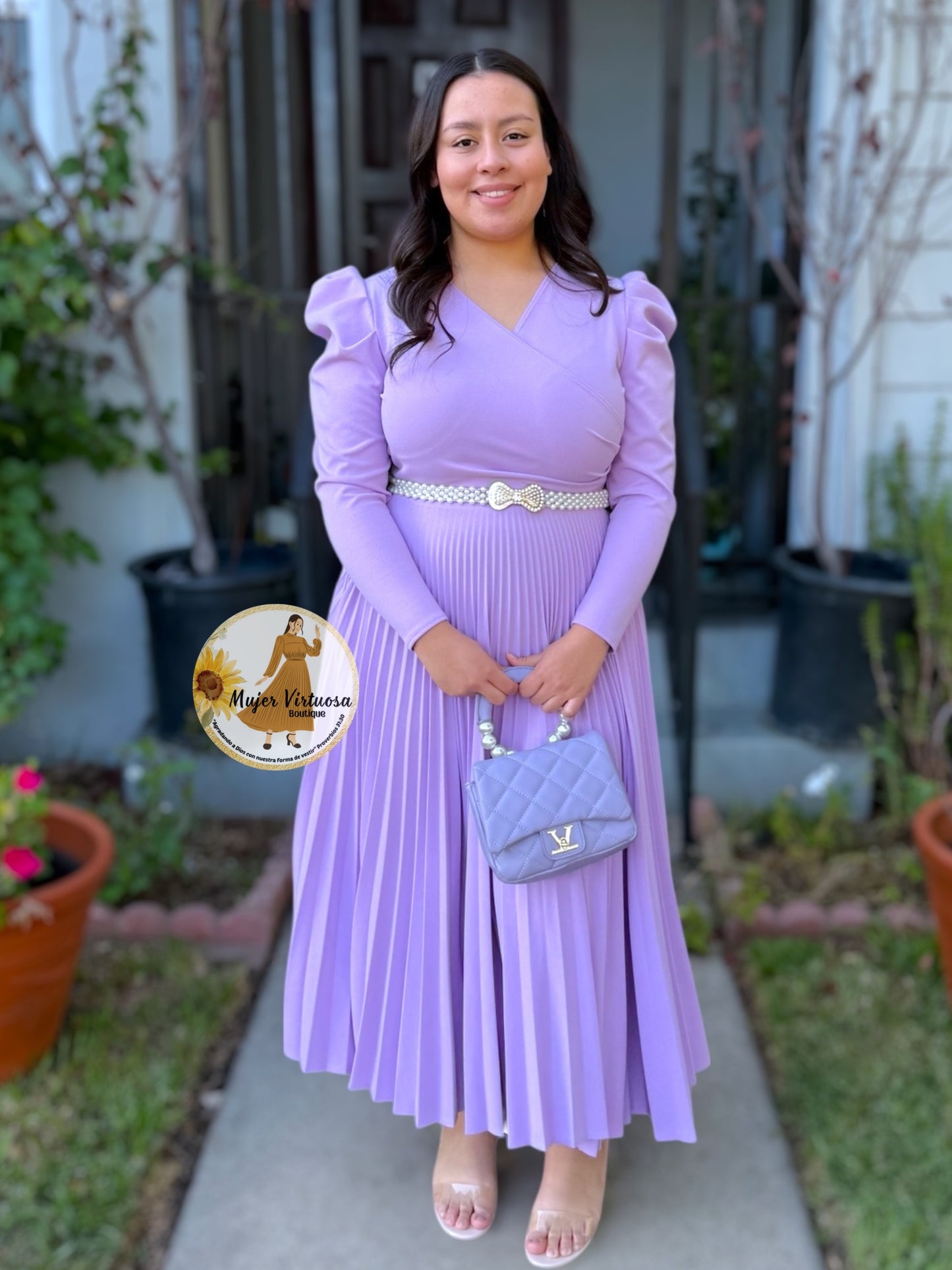 Yvette Lilac Pleated Dress