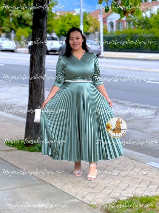 Celine Sage Satin Dress