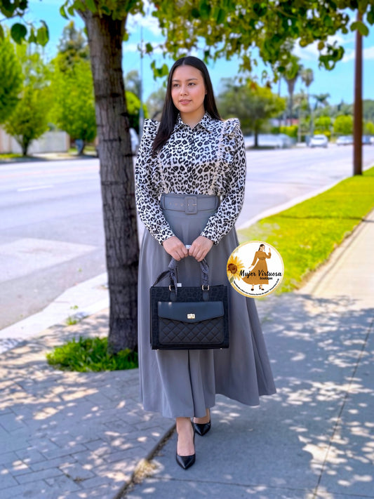 Marina Grey Belted Skirt