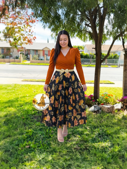 Yvette Rust & Black Foil Dress