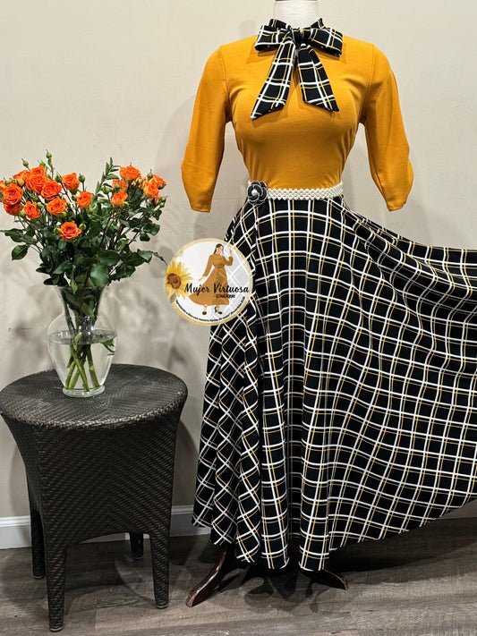 Anna Mustard & Black Plaid Dress