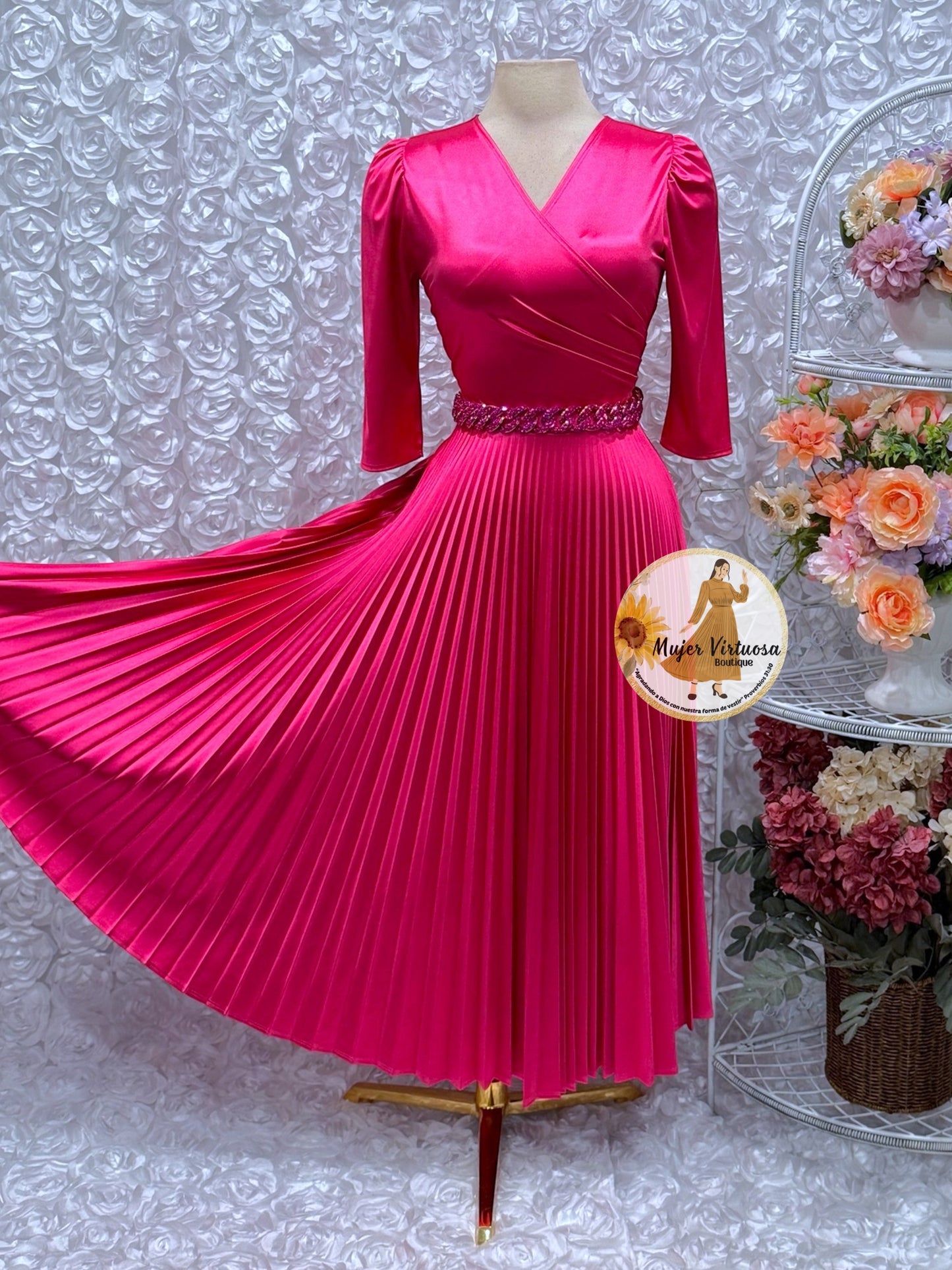 Lucia Fucsia Satin Dress