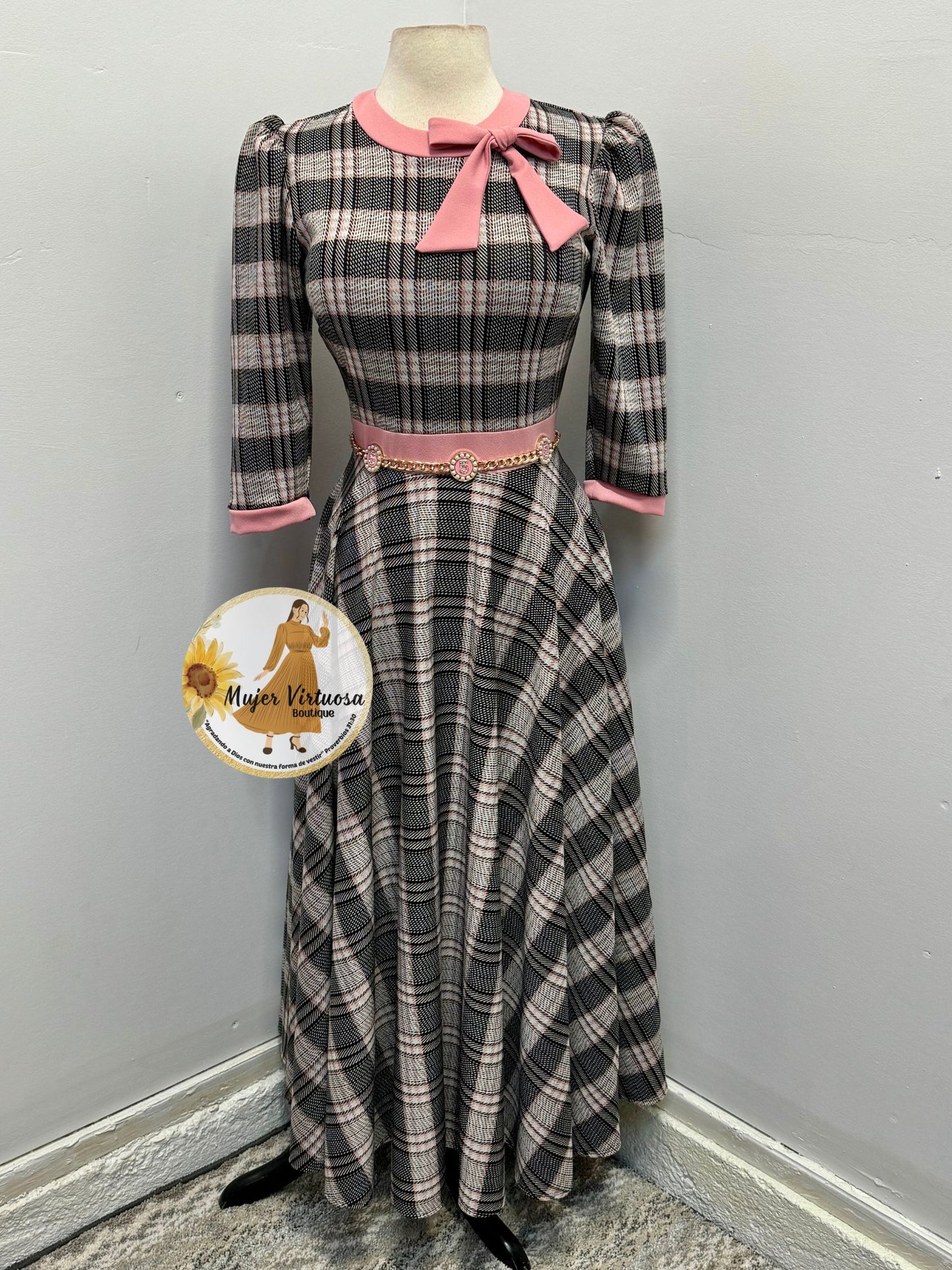 Juliette Pink Plaid Retro Dress