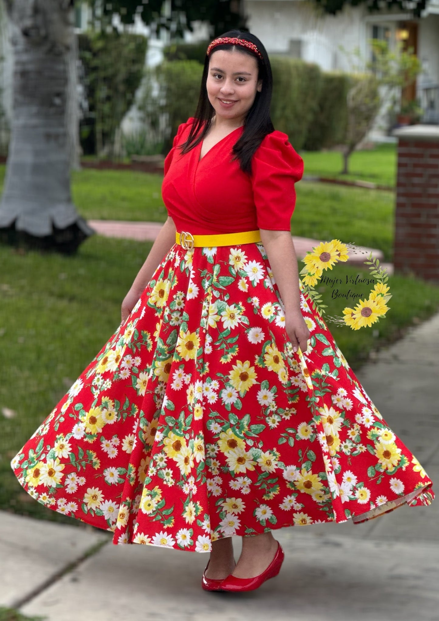 Susan Red Daisy Dress