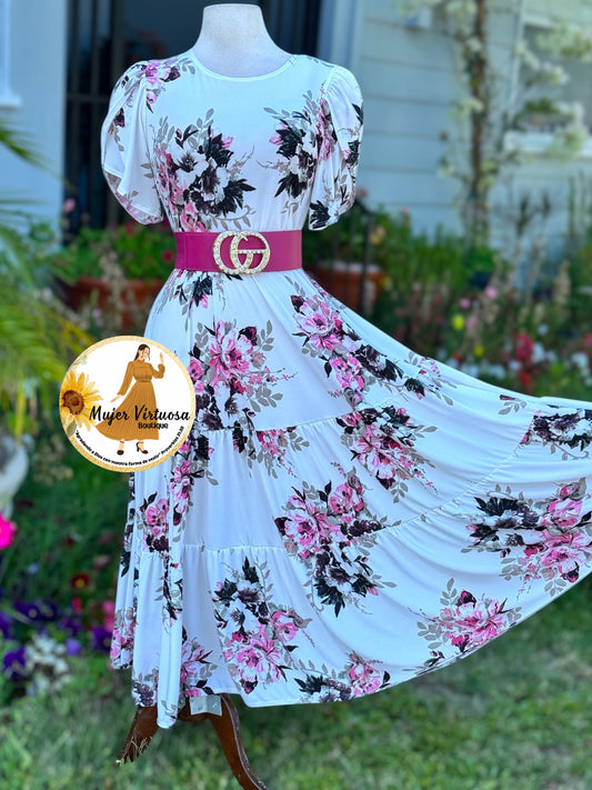 Abigail White Three Tier Dress