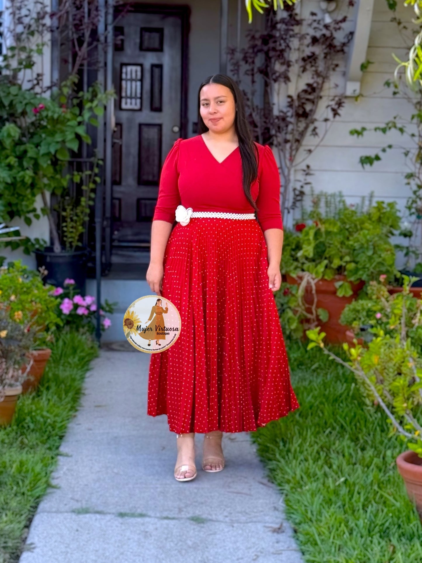 Eva Rust Polka Dot Dress