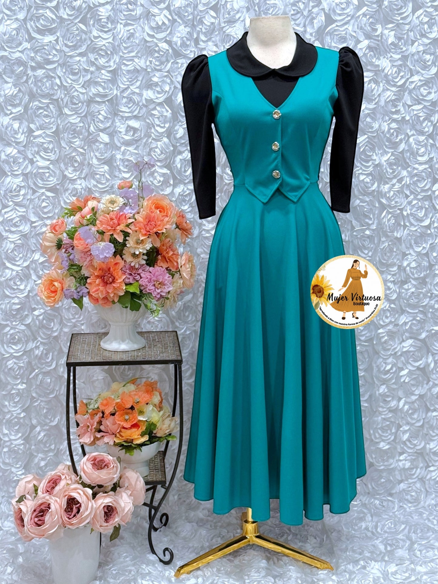 Black & Aqua 2 in 1 Dress