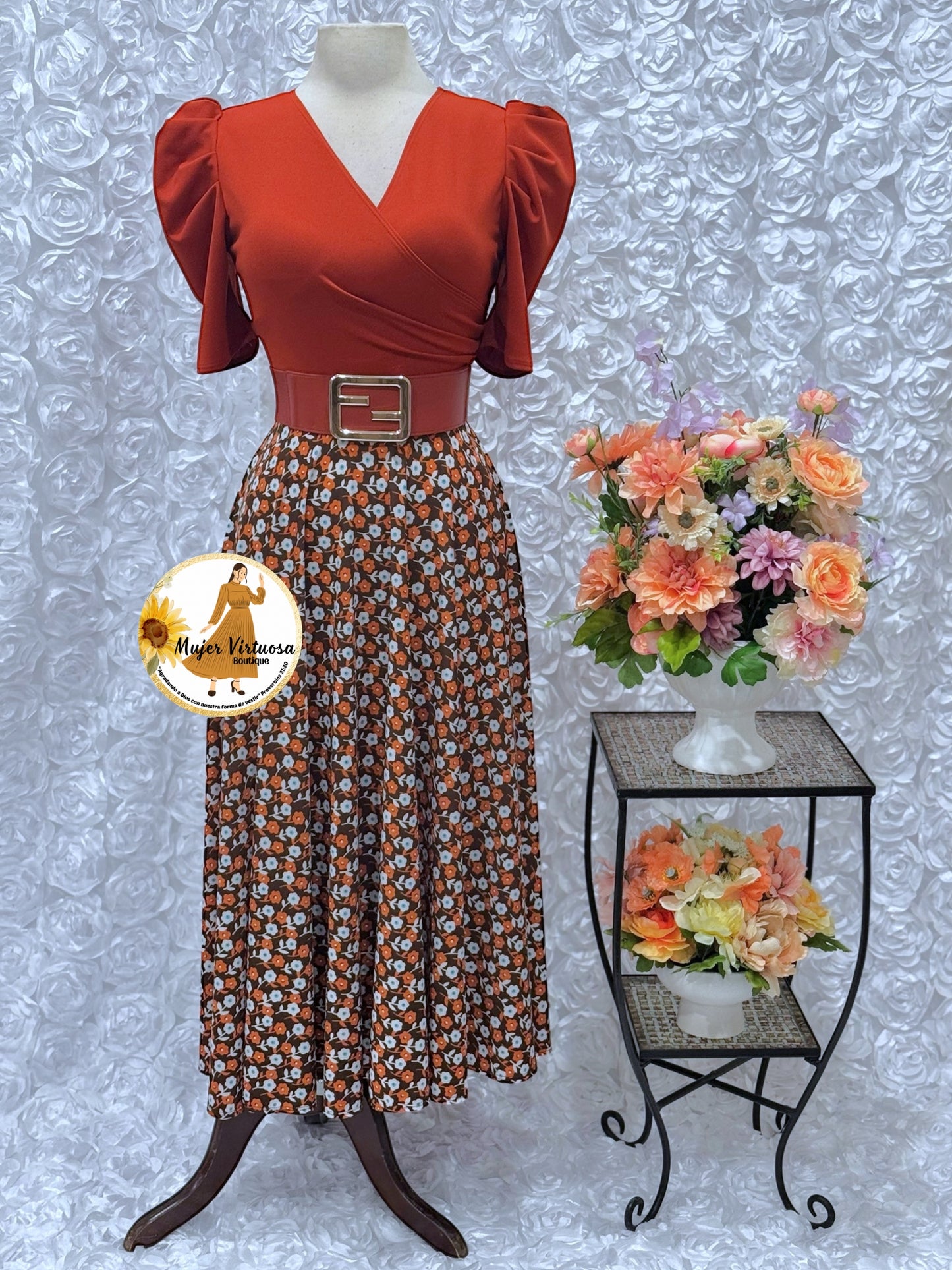 Suri Rust Floral Dress