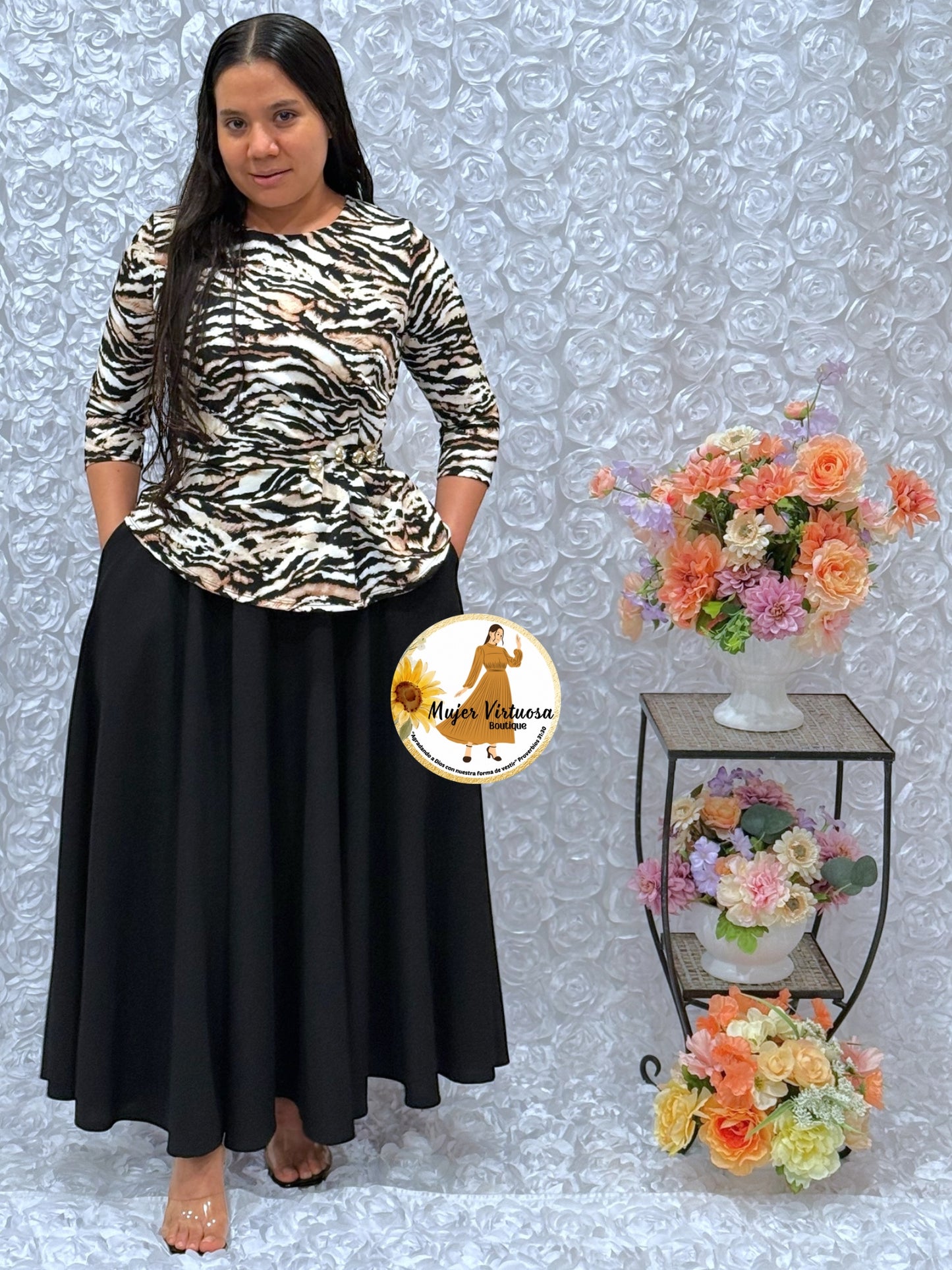 Betty Animal Print/Black Dress
