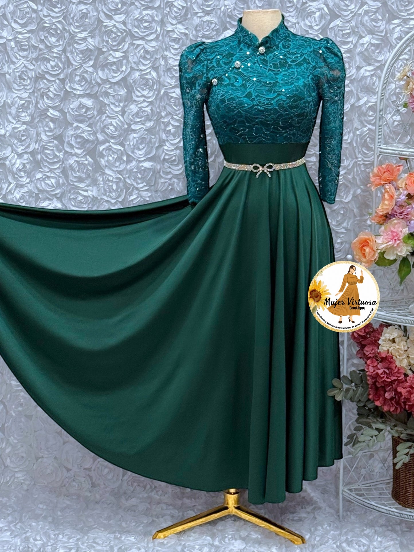 Ivana Green Lace Dress