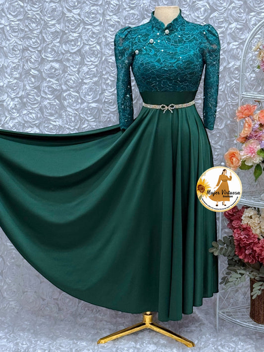 Ivana Green Lace Dress