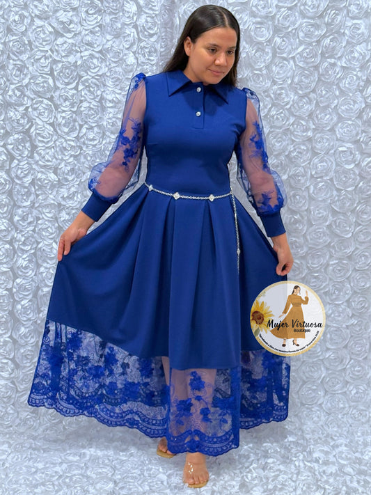 Belinda Royal Blue Pleated Dress