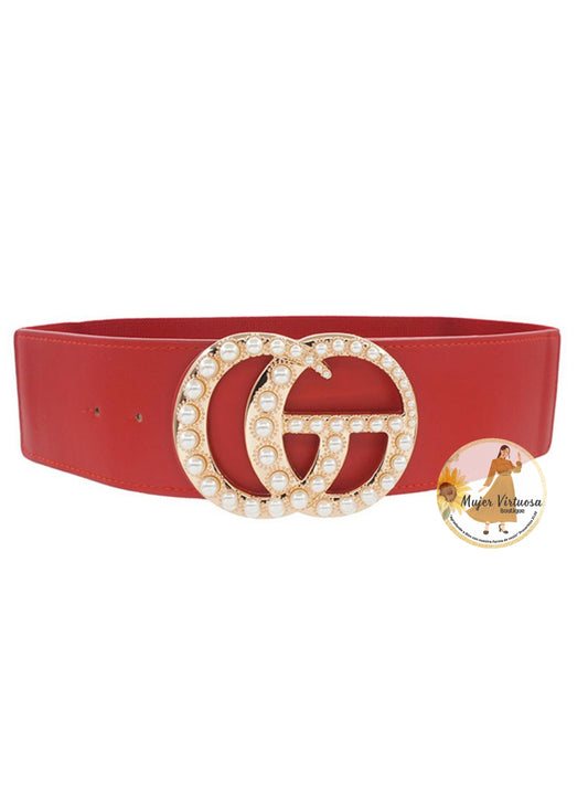 Cinto Color Rojo con perlas