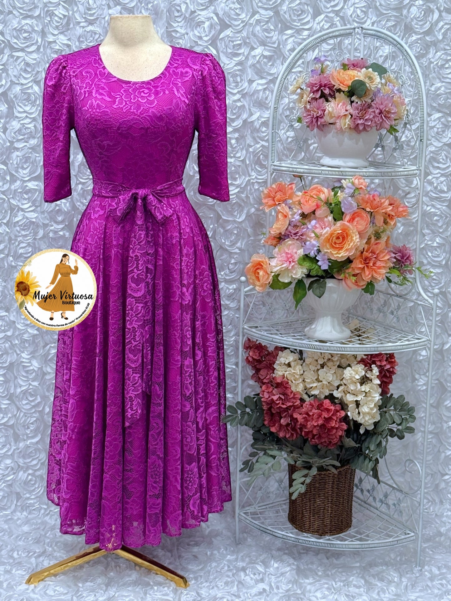 Camila Magenta Lace Dress