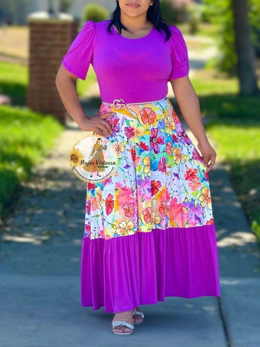 Magenta Floral Summer Maxi Dress