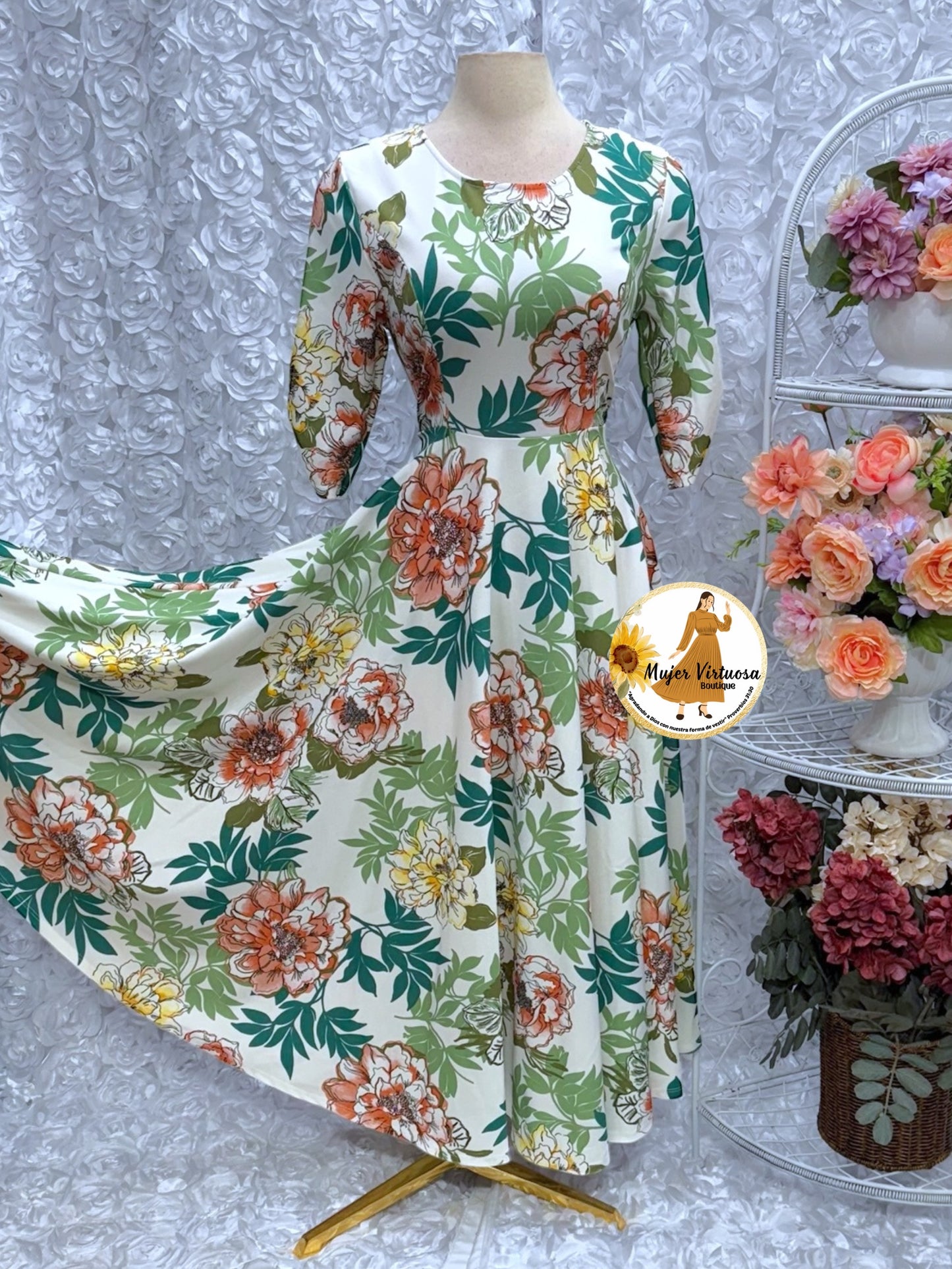 Ivory Floral Dress