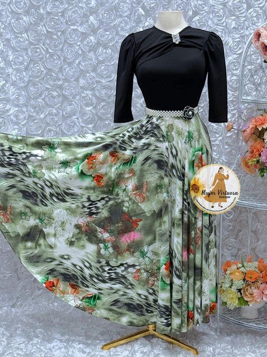 Rosalie Black/Olive Floral Dress