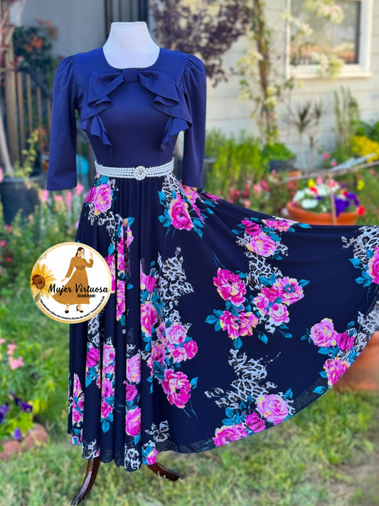 Alexa Navy Blue Coquette Dress