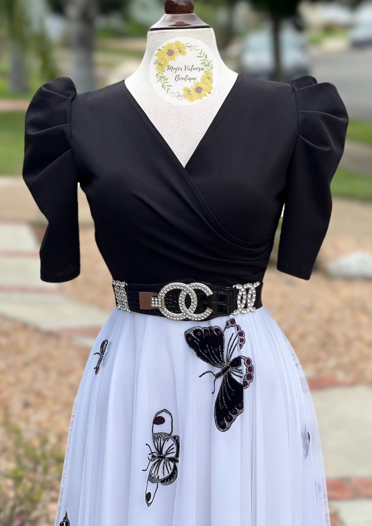Susan Black/White Butterfly Dress